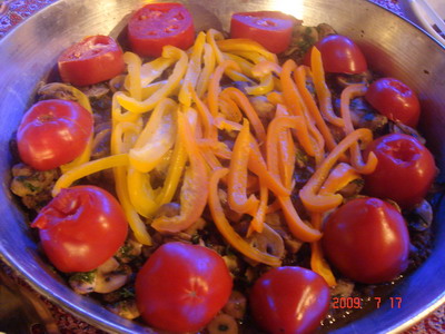 کباب تابه ای با رویه سبزیجات